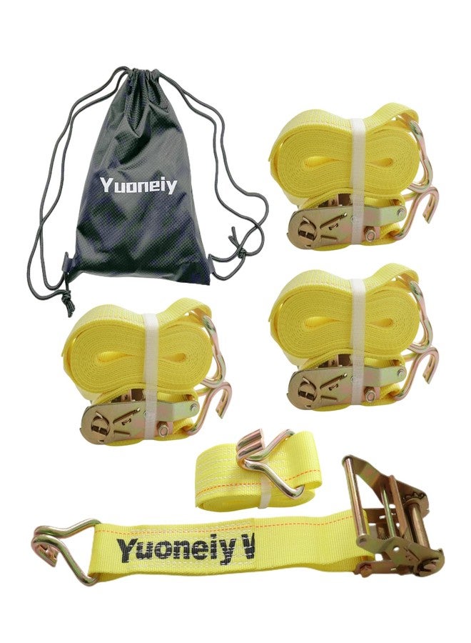 Yuoneiy Ratchet Straps Tie Down Straps Heavy Duty (4PK) 2” x 15” x 4400 lbs J Hook Cargo Tie-Downs Straps for Motorcycle, ATV, UTV, Trailer - Image 3