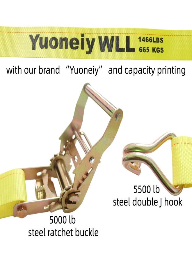 Yuoneiy Ratchet Straps Tie Down Straps Heavy Duty (4PK) 2” x 15” x 4400 lbs J Hook Cargo Tie-Downs Straps for Motorcycle, ATV, UTV, Trailer - Image 4