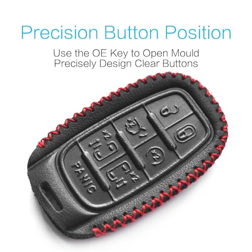 MECHCOS Compatible with Chrysler Voyager Pacifica 7 Buttons Leather Case Key Fob Cover Keyless Remote Start Control Holder Protector - Image 2