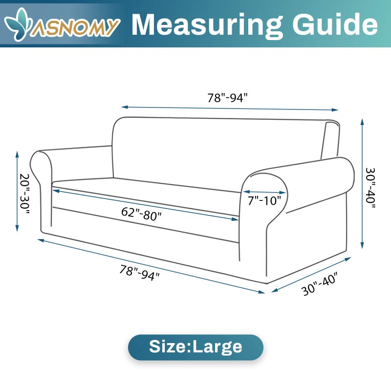 Asnomy Couch Covers for 3 Cushion Couch Stretch Sofa Covers Slipcovers, Pet Protector Furniture Covers for Dogs Cats Spandex Jacquard Fabric Small Checks ï¼ˆLargeï¼ŒOff-Whiteï¼‰ - Image 5