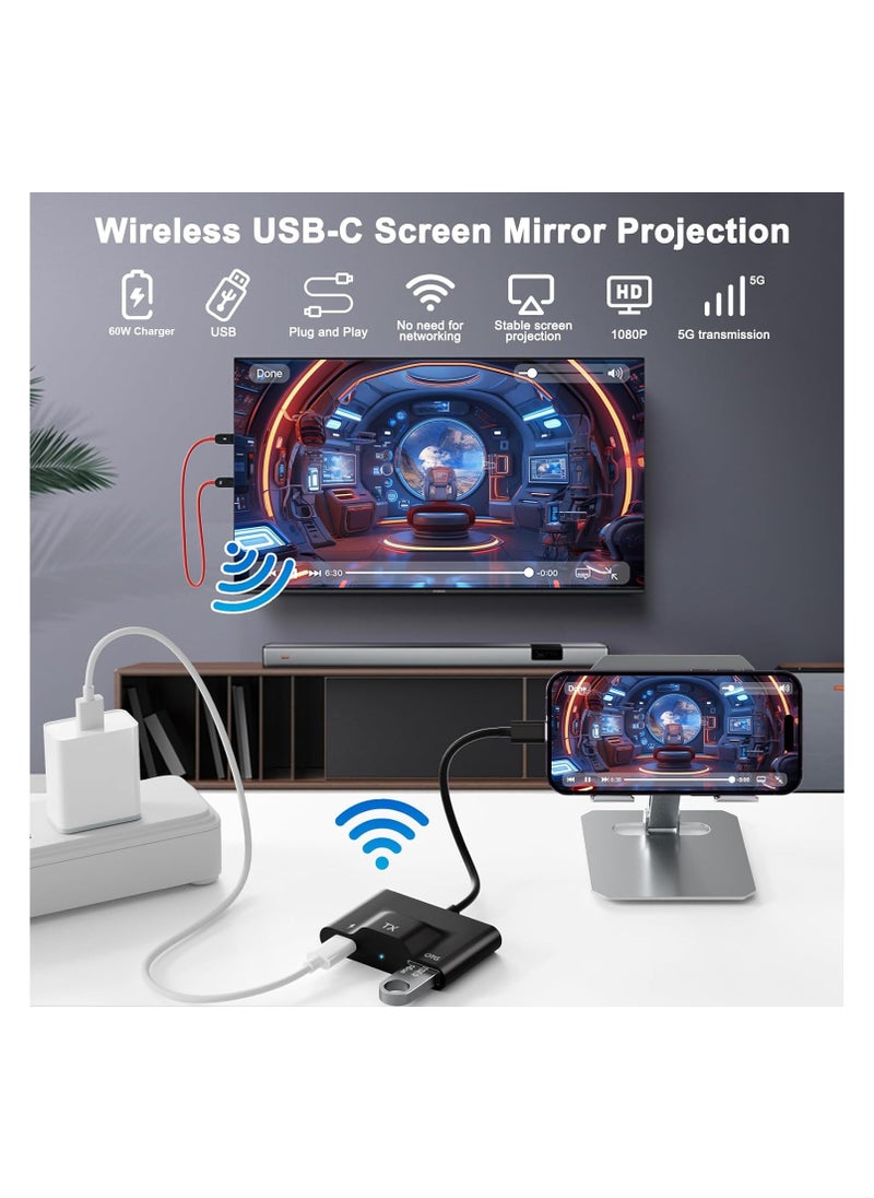 Generic Wireless HDMI Transmitter and Receiver, USB-C Wireless HDMI Extender, Plug & Play, 30M/98FT Range, 2.4/5GHz Support for Streaming Video/Audio from Laptop/PC/Smartphone to HDTV/Projector.  - Image 5