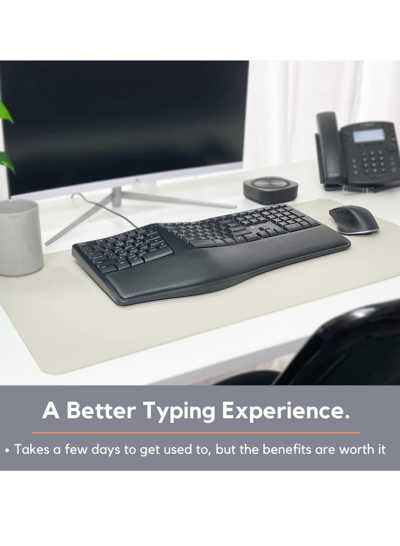 Wired Ergonomic Keyboard with Cushioned Wrist Rest - Type Naturally and Comfortably Longer - USB Wired Keyboard for Laptop with 110 Keys u0026 5ft Cable - Split Keyboard for PC, Computer Ergo Keyboard