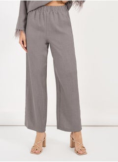 Styli Solid Top with feather trim Sleeves & Wide Leg Pants Co-Ords Set  - Image 5