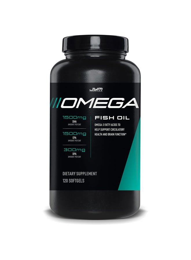 JYM Supplement Science Omega JYM Fish Oil 2800mg, High Potency Omega 3, EPA, DHA, DPA for Brain, Heart, & Joint Support 120 Soft Gels - Image 1