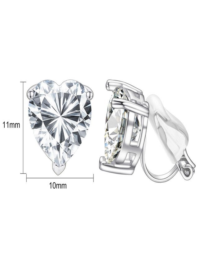 Yoursfs Silver Heart Shaped Clip On Earrings For Women Hypoallergenic Cubic Zirconia Earrings Non Pierced Trendy Earring - Image 2