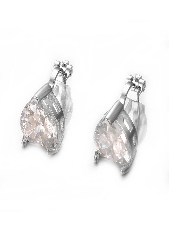 Yoursfs Silver Heart Shaped Clip On Earrings For Women Hypoallergenic Cubic Zirconia Earrings Non Pierced Trendy Earring - Image 5