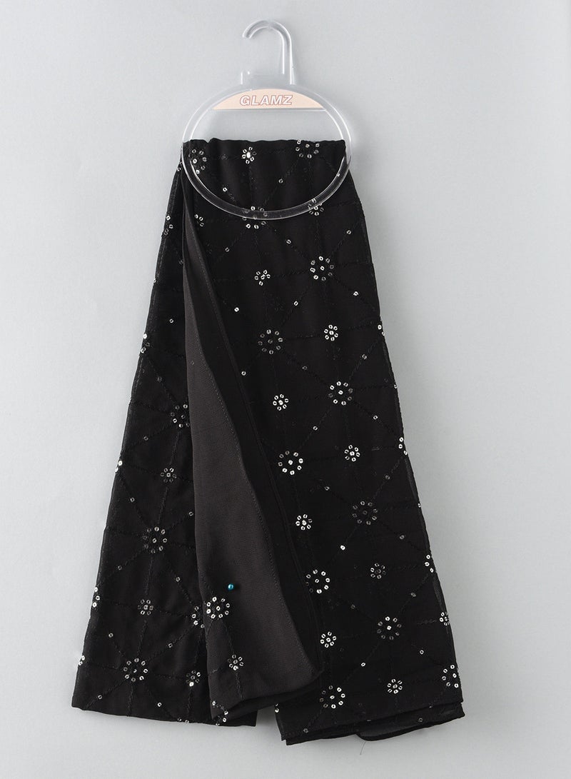 Glamz Black Printed Scarf 18X72 inches - Image 2