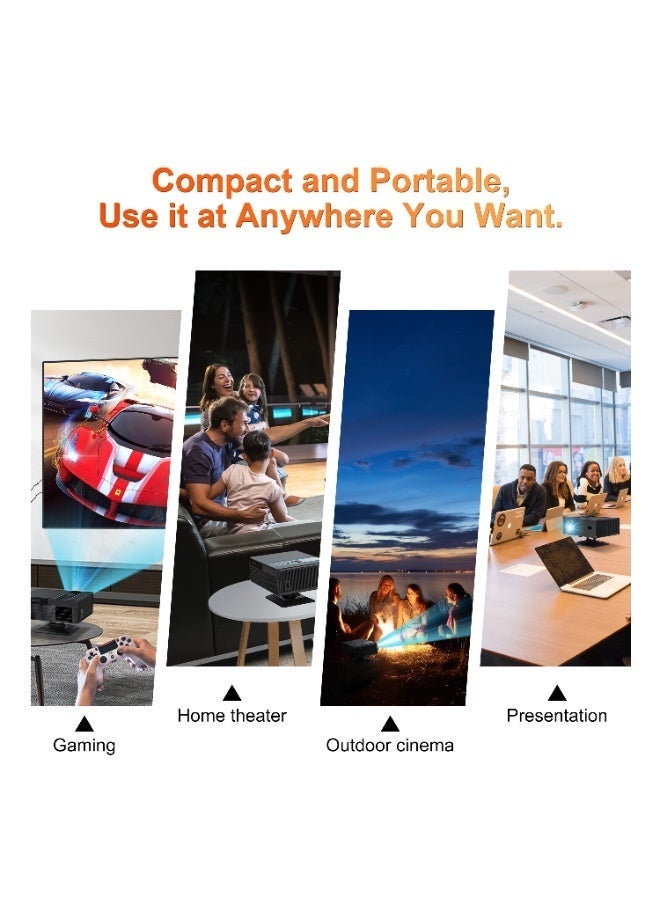 Xnano Classic Projector X6 T950S Full HD 4K 1080P Multifunctional Auto Focus, Auto Keystone Correction / Intelligent Obstacle Avoidance / Screen Automatic Alignment / 360°Rotation / Screen Mirroring / Two-Way Bluetooth / Unique Speaker Cavities / Multiple Compatible Interfaces Headset, TV Box, PC, iPad / Phone, PS4 / PS5, USB - Image 5