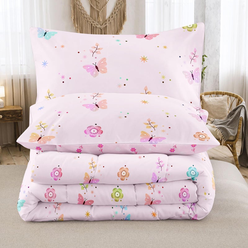 Bodhi Colorful Rainbow Butterfly Comforter Twin for Girs Room Decor,Girls Twin Comforter Sets with Flower Sheets,Teen Girls Bedding Twin 6 Piece - Image 5