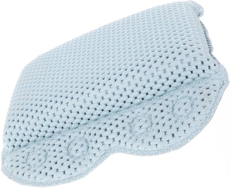 Blue PVC Foam Bath Pillow With Strong Suction Cups Neck Support Headrest For Spa Hotel Home - Image 1