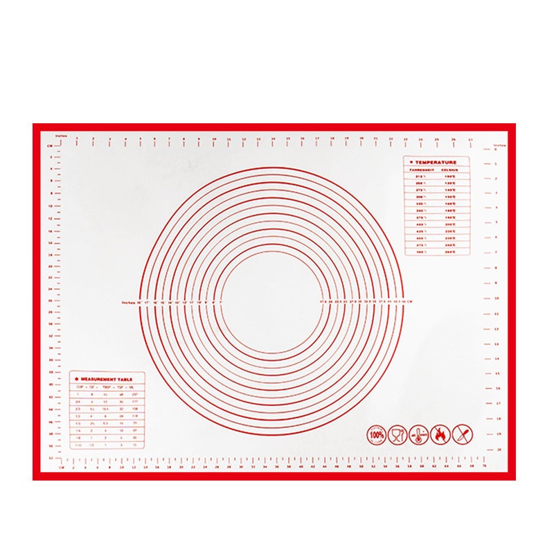 Thickened Silicone Mat: Red Food Grade Silicone - Non-slip Base Baking Kneading Mat With Double-sided Non-stick For Home Kitchen Dough Prep & Food Preparation - Image 1