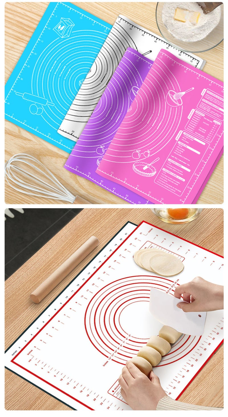 Thickened Silicone Mat: Red Food Grade Silicone - Non-slip Base Baking Kneading Mat With Double-sided Non-stick For Home Kitchen Dough Prep & Food Preparation - Image 3