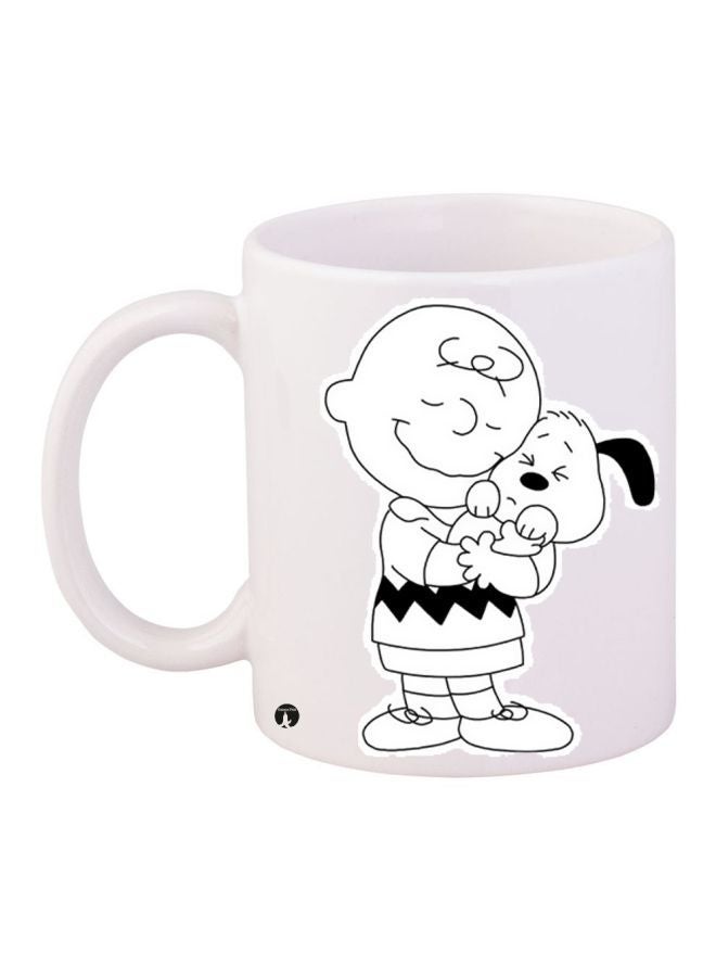 RYN Cartoon Character Printed Coffee Mug White/Black 11ounce