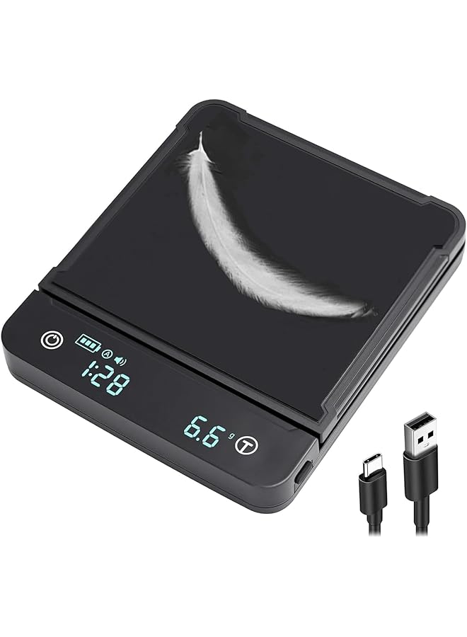 promass Digital Coffee Scale with Timer, 0.1g High Precision Food Scale, Waterproof Rechargeable Kitchen Scale, Pour Over Espresso Weight Scale, Mini Coffee Scale with Touch Sensor Pad, 6.6 lbs/3 kg - Image 1