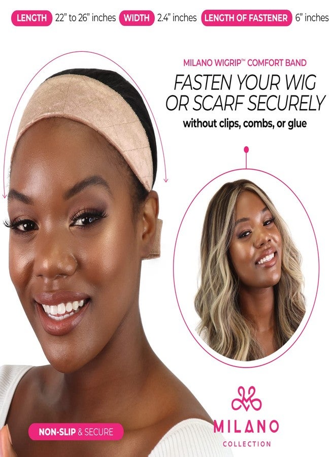 MILANO COLLECTION Bundle Wig Grip Band + Wig Stands, Non Slip Extra Hold Tan Wig Band for Wigs and Frontals + 4-pack Wig Stands for Drying, Styling, or Displaying - Image 2