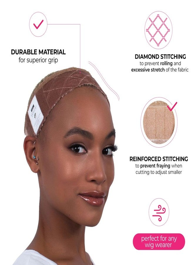 MILANO COLLECTION Bundle Wig Grip Band + Wig Stands, Non Slip Extra Hold Tan Wig Band for Wigs and Frontals + 4-pack Wig Stands for Drying, Styling, or Displaying - Image 3