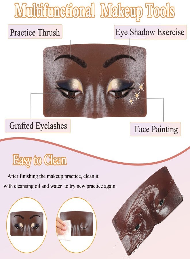 Banugo Silicone Makeup Practice Board - Face & Eyes Mannequin for Artists & Beginners, With Makeup Brushes & 165Pcs Pearl Stickers (Black) - Image 3
