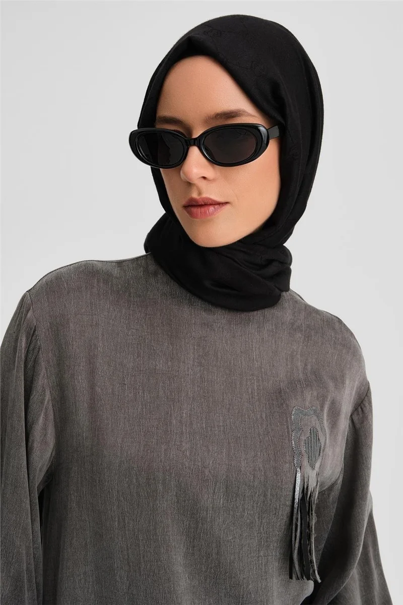 ARMINE Glittery Flower Appliqued Cupra Tunic 24K4303 Anthracite