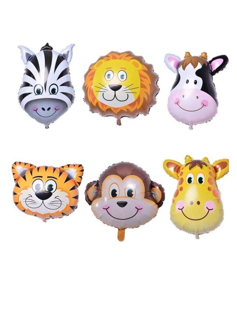 Brain Giggles BrainGiggles 6 Pcs Jungle Safari Animals Balloons Theme Birthday Party Decorations  - Image 1
