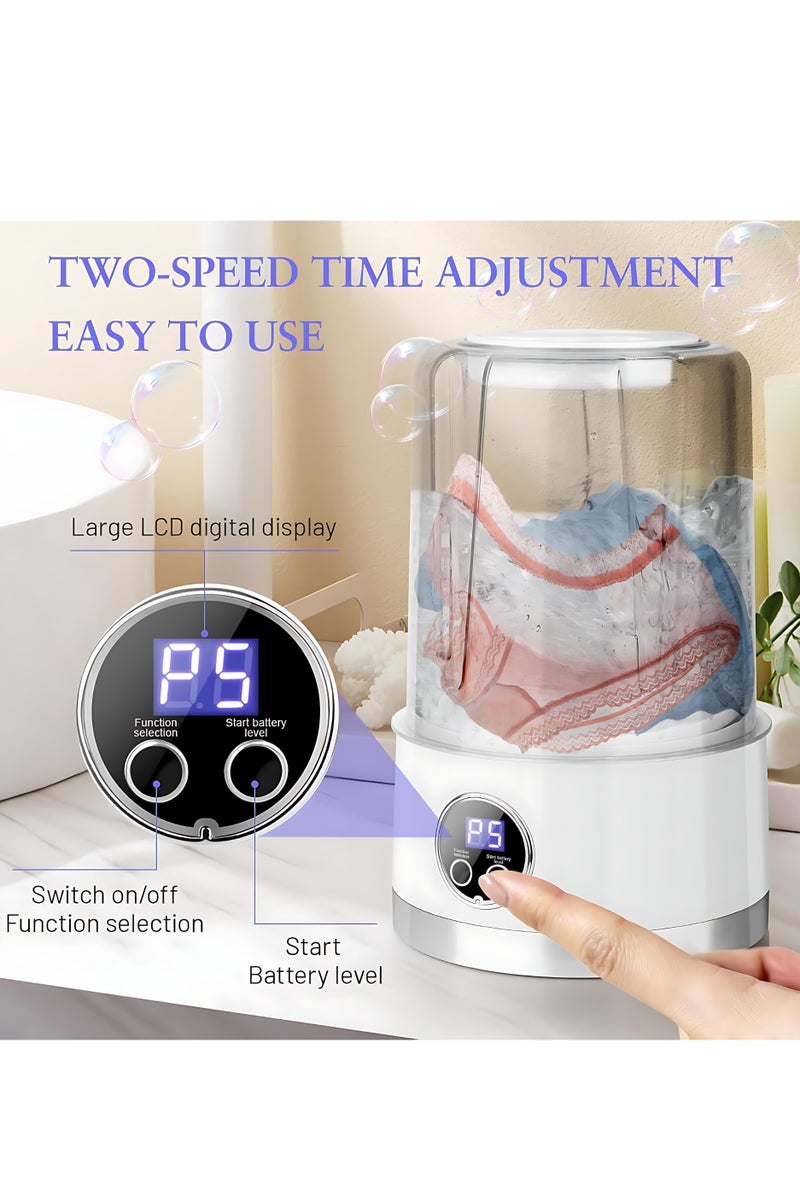 ALMiHomi Portable Mini Washing Machine – Small Laundry Washer for Travel & Home, Smart Delicates Cleaner with Multi-Turbo Rotation, Rechargeable, Quiet & Leak-Proof, Ideal for Underwear, Socks & Baby Clothes  - Image 4