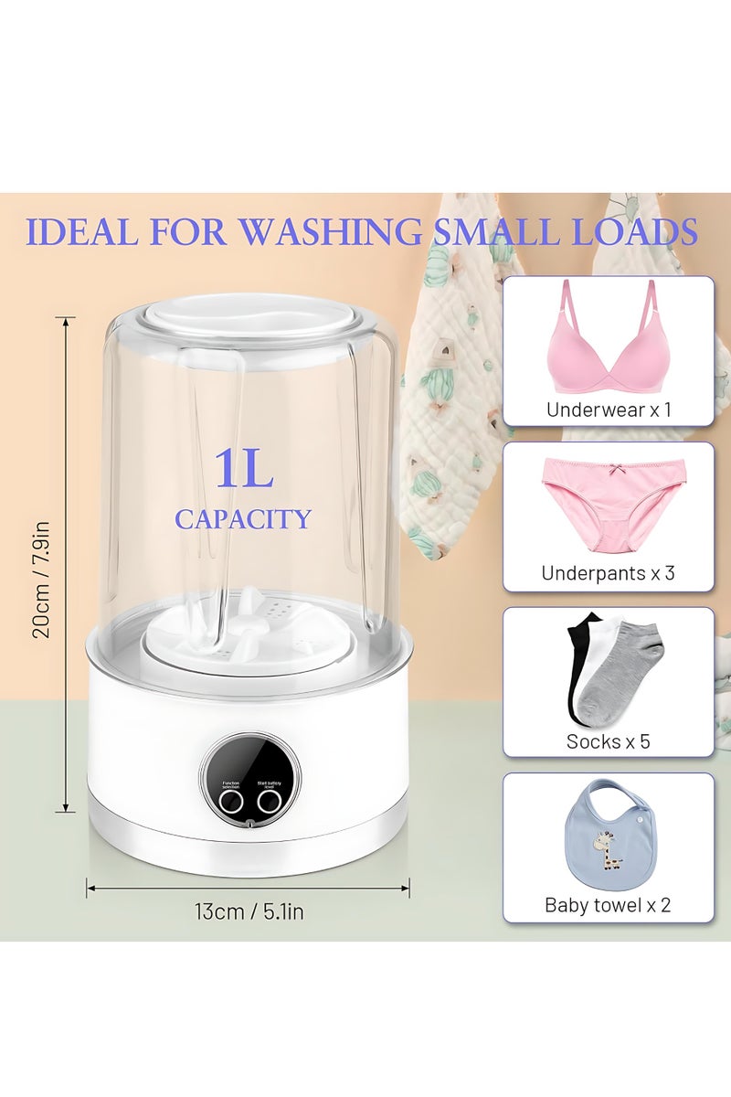 ALMiHomi Portable Mini Washing Machine – Small Laundry Washer for Travel & Home, Smart Delicates Cleaner with Multi-Turbo Rotation, Rechargeable, Quiet & Leak-Proof, Ideal for Underwear, Socks & Baby Clothes  - Image 2