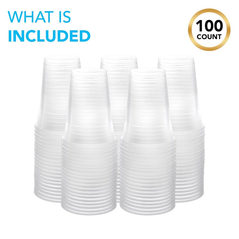 Party Essentials Disposable Clear Plastic Drinking Cups for Water  Wine  Juice  Iced Coffee and Cold Drinks  14-Ounce  100 Count - Image 2