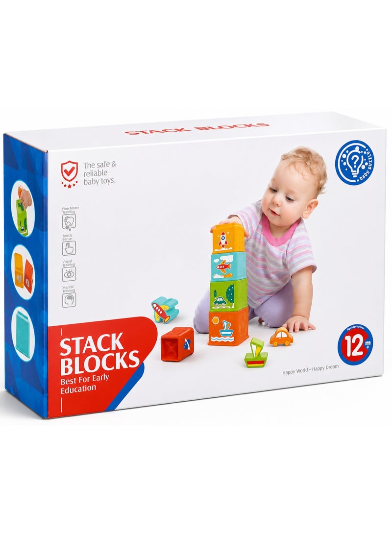 MyToys 8-Piece Plastic Stacking Blocks Educational Toy for Toddlers 12M+ - Image 3