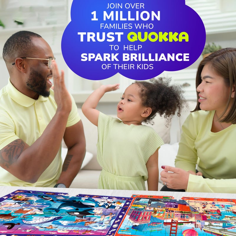 QUOKKA Puzzles for Kids Ages 4-6 - 4 x 60 Puzzles for Toddlers 5-8 - Educational Search & Find Toy for 8-10 yo for Learning Forest Polar, USA National Park Animals & City Life - Image 2