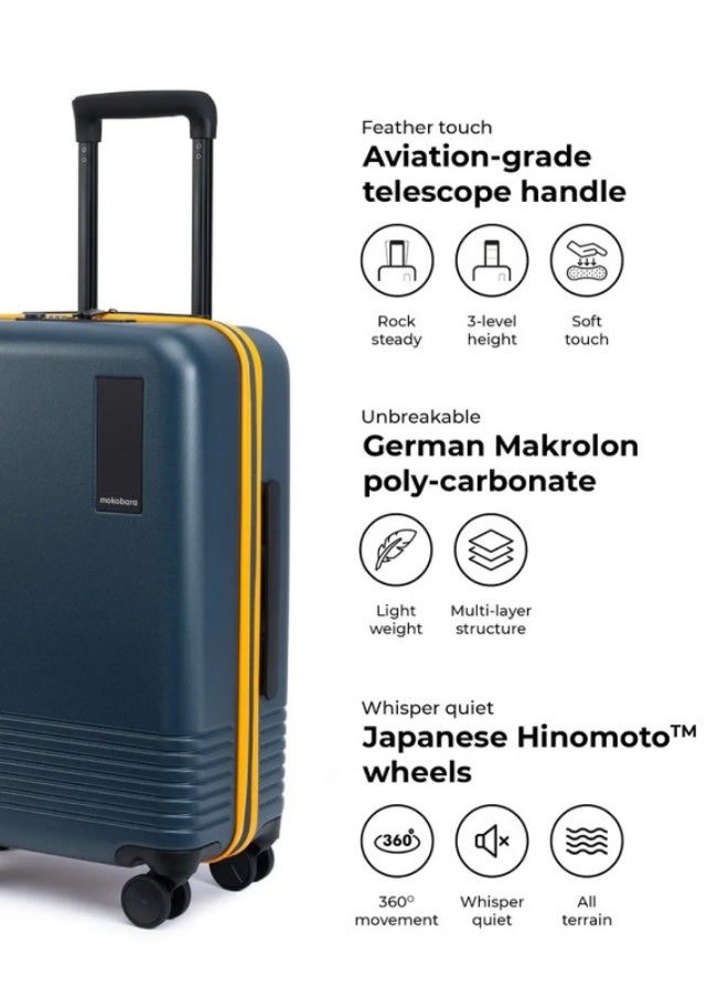 Mokobara MOKOBARA The Set of 2 Luggage Hardsided Polycarbonate 8 Hinomoto Spinner Wheels Small, Medium Size Trolley (Blue)  - Image 3