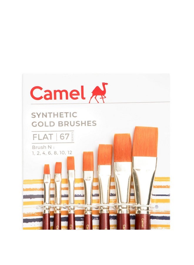 Camel Paint Brush Series 67 - Flat Synthetic Gold, Set of 7 - Image 2