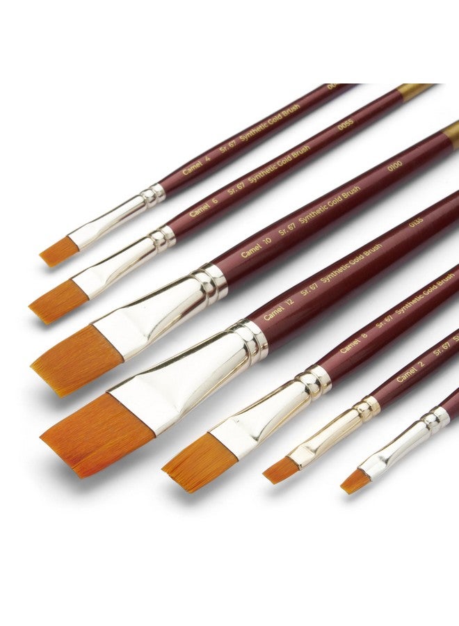 Camel Paint Brush Series 67 - Flat Synthetic Gold, Set of 7 - Image 3