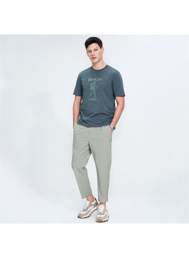 Dancing Wolves Quick-dry Spring/summer Elastic Waist Casual Cropped Pants For Men 706 Light Khaki 52/l - Image 3