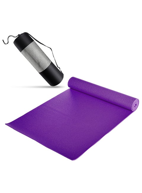 PVC Yoga Exercise Mat With Carrying Bag 4/6/8MM Thick x173cm Lx61cm W, Purple