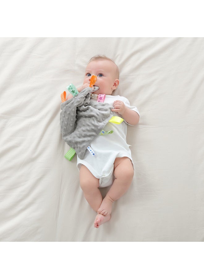 Baby Peas Velvet Label Comfort Towel Can Be Imported Toy Saliva Towel Baby Sleeping Hand Doll Toy-Color:White (square Towel)  - Image 4