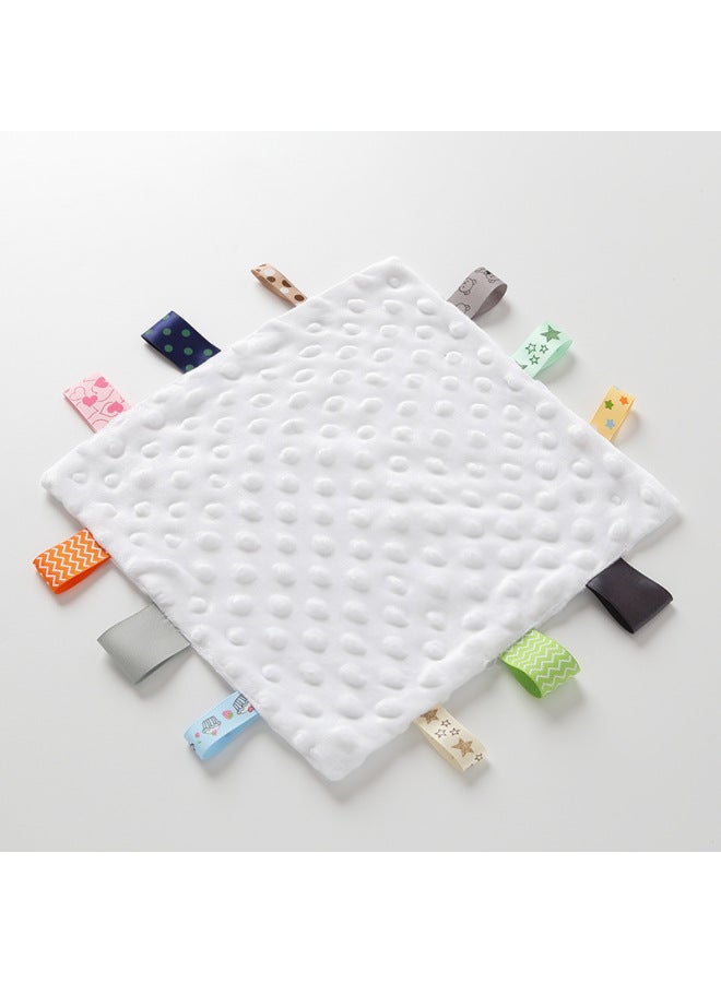 Baby Peas Velvet Label Comfort Towel Can Be Imported Toy Saliva Towel Baby Sleeping Hand Doll Toy-Color:White (square Towel)  - Image 1