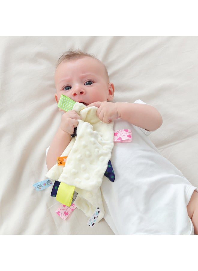 Baby Peas Velvet Label Comfort Towel Can Be Imported Toy Saliva Towel Baby Sleeping Hand Doll Toy-Color:White (square Towel)  - Image 2