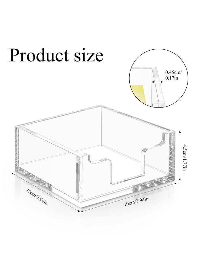 Yookeer Acrylic Sticky Note Holder 3.94 x 3.94 Clear Acrylic Notepad Holder Acrylic Sticky Note Dispenser Sticky Notepad Holder for Desk Organizer Office Home(1 Pack) - Image 2