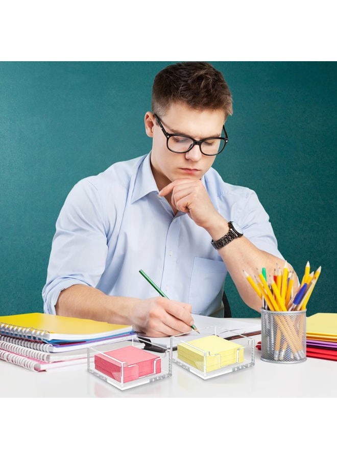 Yookeer Acrylic Sticky Note Holder 3.94 x 3.94 Clear Acrylic Notepad Holder Acrylic Sticky Note Dispenser Sticky Notepad Holder for Desk Organizer Office Home(1 Pack) - Image 5