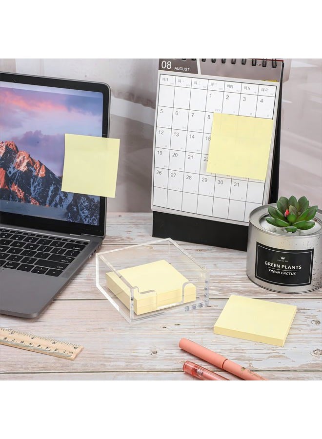 Yookeer Acrylic Sticky Note Holder 3.94 x 3.94 Clear Acrylic Notepad Holder Acrylic Sticky Note Dispenser Sticky Notepad Holder for Desk Organizer Office Home(1 Pack) - Image 4