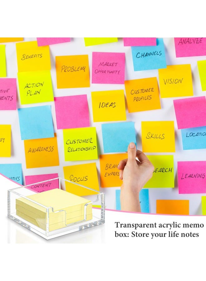 Yookeer Acrylic Sticky Note Holder 3.94 x 3.94 Clear Acrylic Notepad Holder Acrylic Sticky Note Dispenser Sticky Notepad Holder for Desk Organizer Office Home(1 Pack) - Image 3