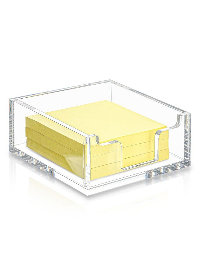 Yookeer Acrylic Sticky Note Holder 3.94 x 3.94 Clear Acrylic Notepad Holder Acrylic Sticky Note Dispenser Sticky Notepad Holder for Desk Organizer Office Home(1 Pack) - Image 1