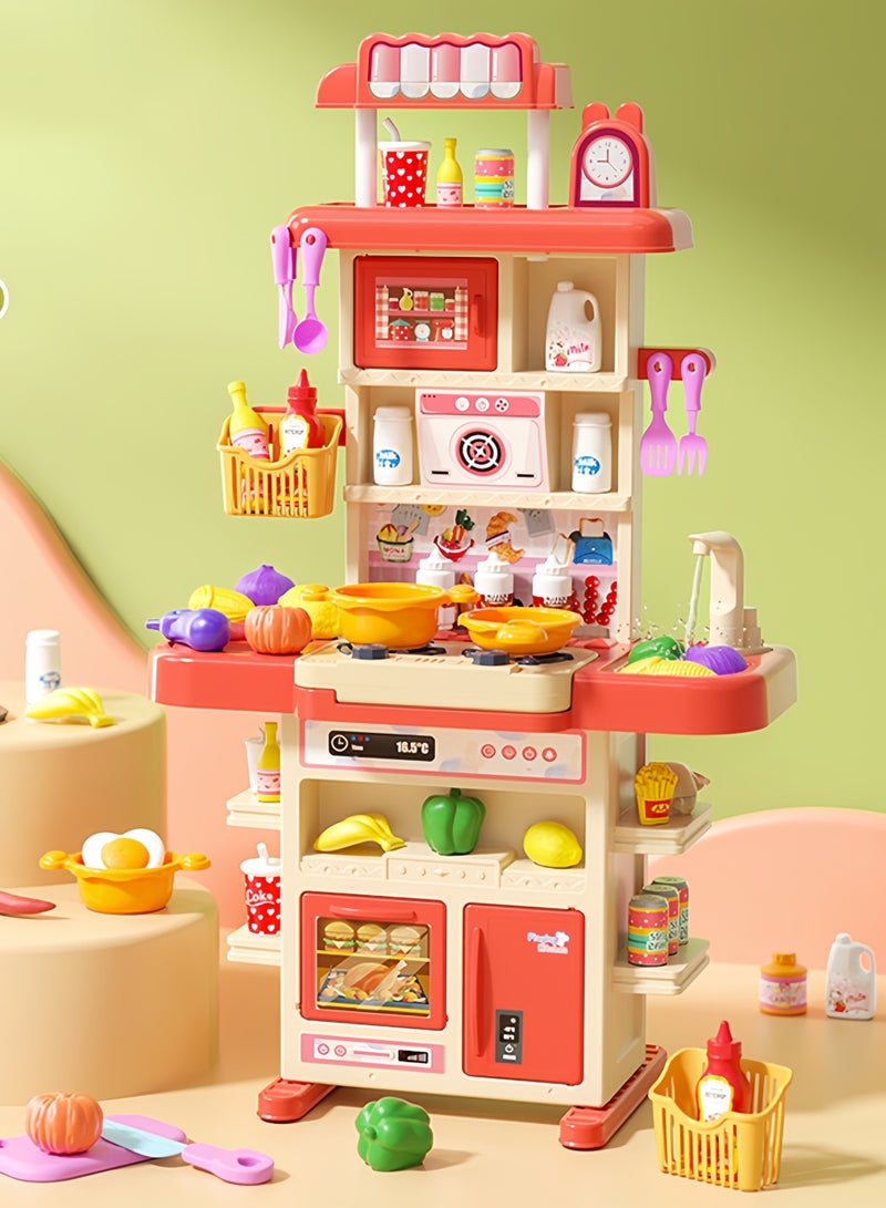 Kids Kitchen Playset, 43pcs Cooking Stove, Paly Sink, Oven, Kitchen Toys with Realistic Lights & Sounds, Pretend Play Toys, Kitchen Toys for Toddlers, Pretend Food Toys - Image 1