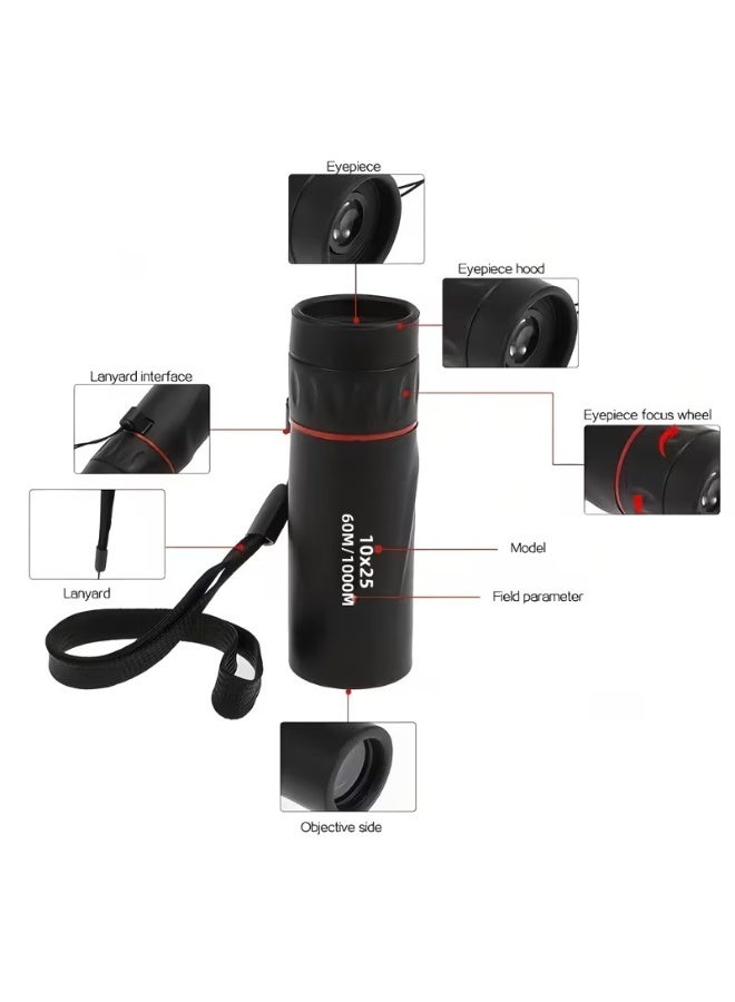 Goolsky 1 high-definition telescope, portable handheld monocular telescope pocket style, compact design, fixed focal length - suitable for outdoor adventures, hunting, travel, concerts, and fishing - Image 4