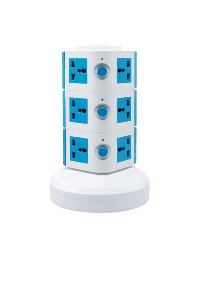 Universal Vertical 3-Layer Multi-Socket Tower Extension Outlet with USB Ports and UK Plug - 3 Meter Power Strip