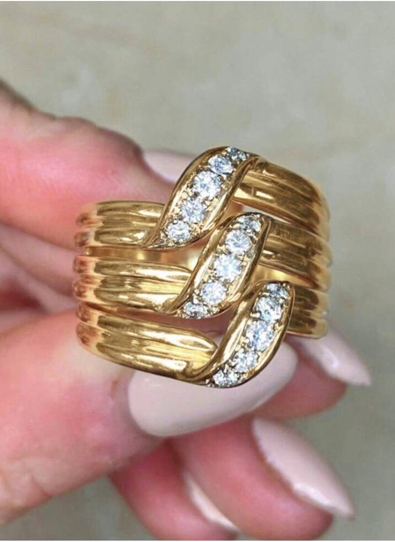 sixtyfour - Elegant & High Quality Gold Plated Ring For Women Size 7 - Image 1