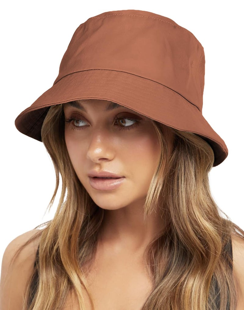 NORTHWIND Cotton Bucket hat for Women, Bucket hat for Man, Beach hat for Women, Sun Protection Cap for Men, Round hat for Men (Rust Orange) - Image 1