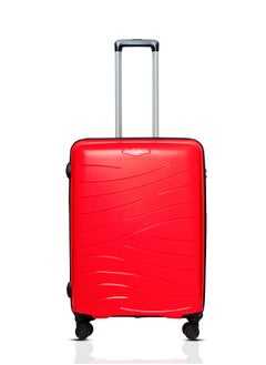 Maxx Checked Luggage | Hardside Polypropylene Solid Pattern with TSA Lock Trolly| 360° 4 Wheeler| Cabin-24 Inch, Red
