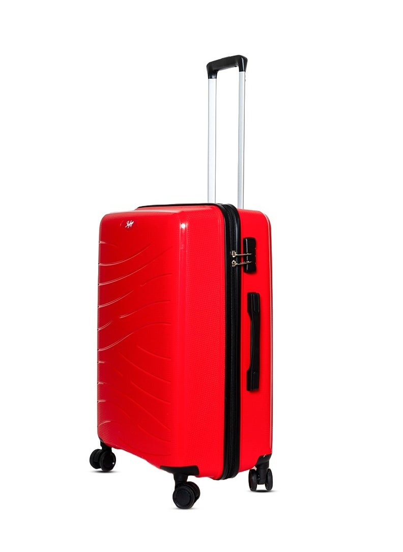 Skybags - Maxx Checked Luggage | Hardside Polypropylene Solid Pattern with TSA Lock Trolly| 360° 4 Wheeler| Cabin-24 Inch, Red - Image 1