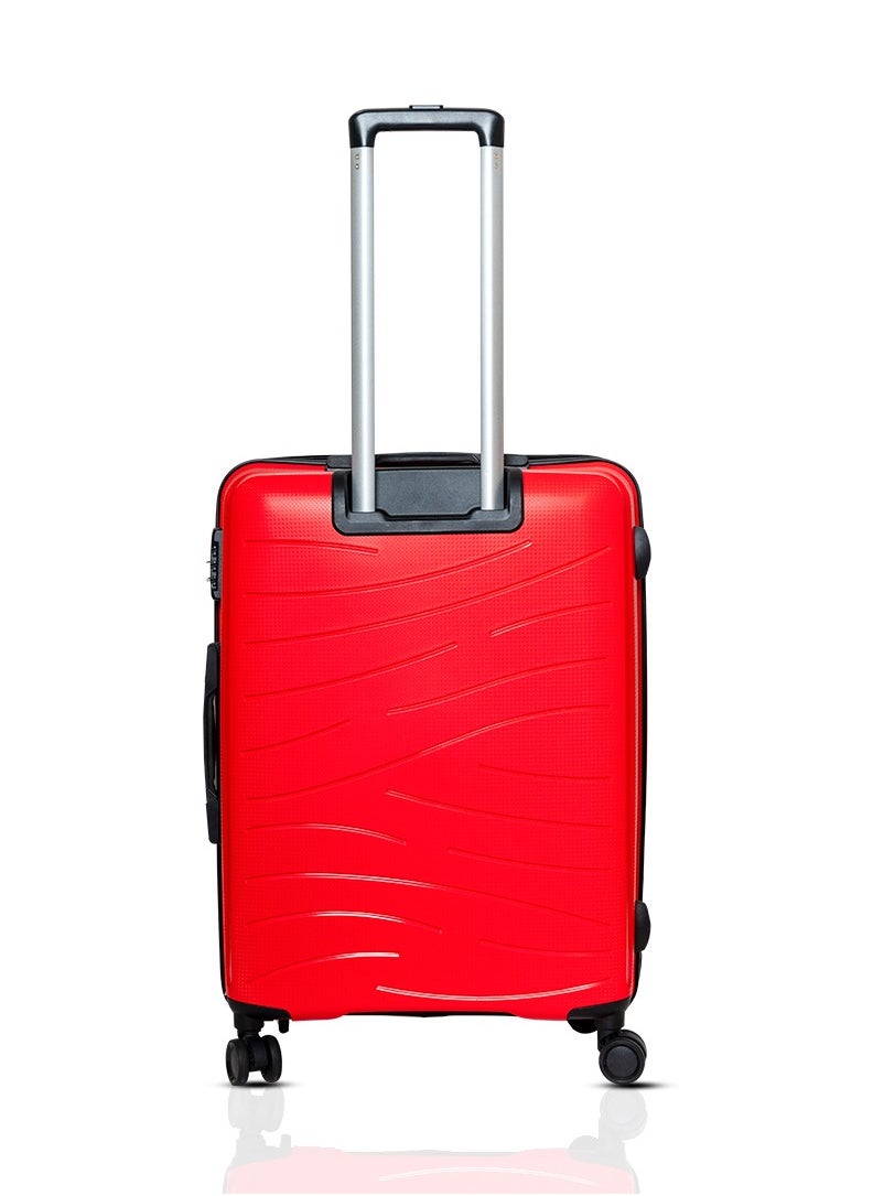 Skybags - Maxx Checked Luggage | Hardside Polypropylene Solid Pattern with TSA Lock Trolly| 360° 4 Wheeler| Cabin-24 Inch, Red - Image 1