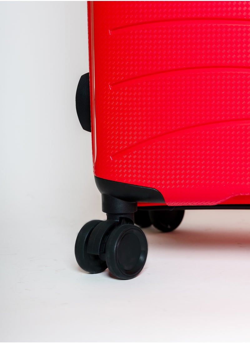 Skybags - Maxx Checked Luggage | Hardside Polypropylene Solid Pattern with TSA Lock Trolly| 360° 4 Wheeler| Cabin-24 Inch, Red - Image 1